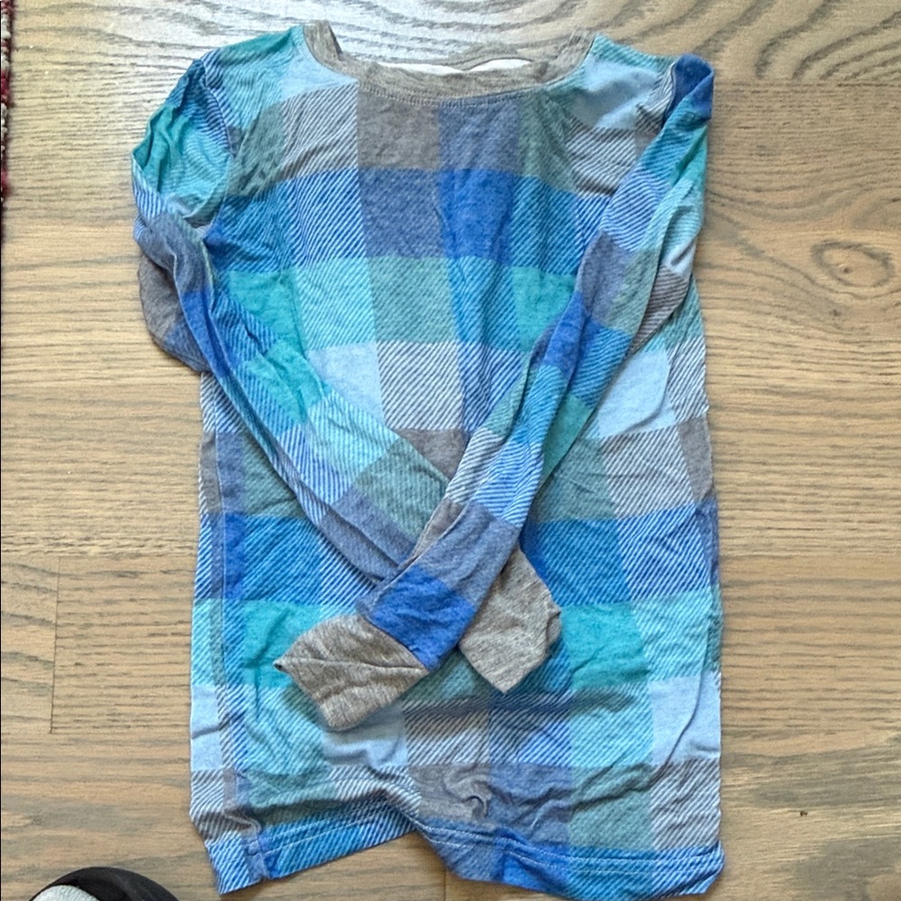 Little Sleepies Blue and Gray Plaid Long Sleeve Tee